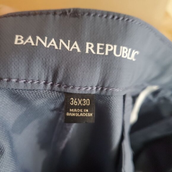 Banana Republic Pants Mens 36x30 Light Blue Polyester Flat Front *Read* - Picture 2 of 10